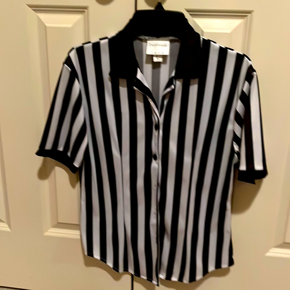 Black and white collared shirt.  Size L